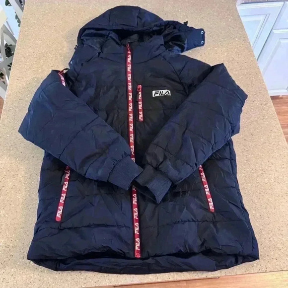 FILA Pace Logo PufferJacket Hooded Medium Insulated Winter, Warm, Insulated - Picture 3 of 11